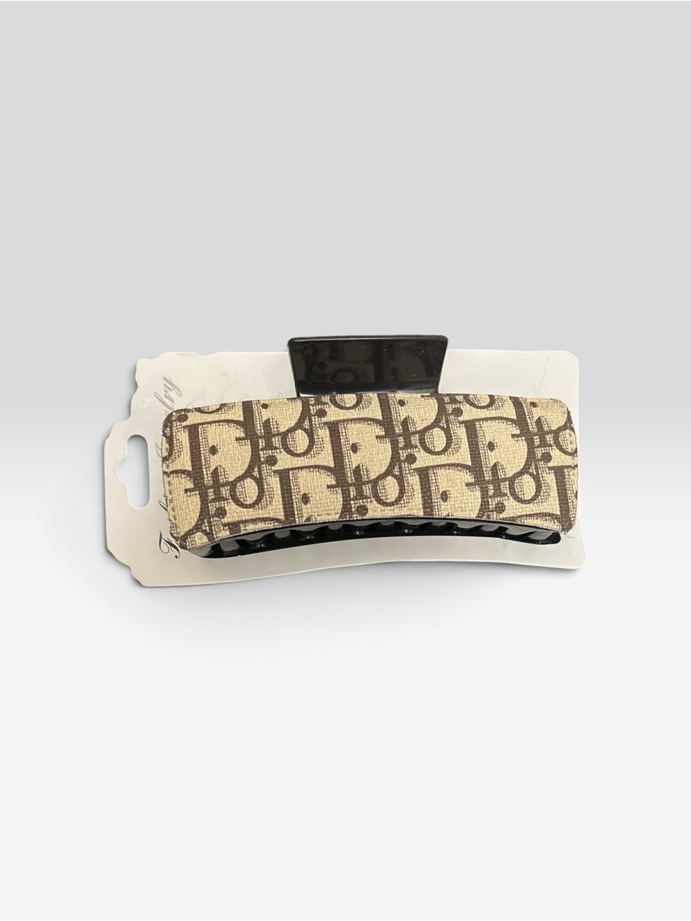 Brown D Patterned Canvas Hair Claw Clip